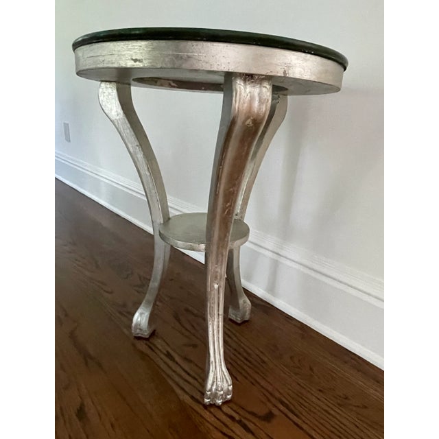 Mirror Top Silver Leaf Accent Tables - A Pair For Sale - Image 4 of 6
