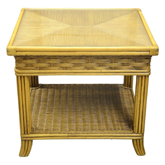 Wood Braxton Culler Bamboo Glass Top Table For Sale - Image 7 of 7
