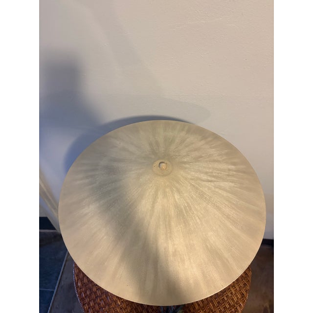 Not just lamps - they are art ! These have a whitewashed metal patina. Soft flowing palm leaves with metal conical lamp...