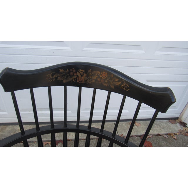 Hitchcock 1980s Pair Hitchcock Black Farmhouse Chairs Signed Dining Room Chairs For Sale - Image 4 of 8