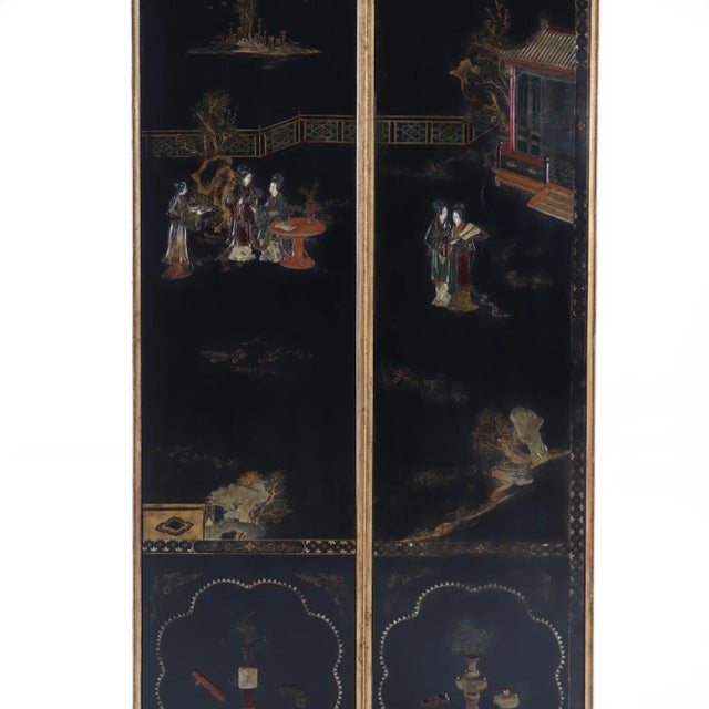 Wood Pair of Large Gilt Iron Coffee Tables With Chinese Decorated Tops C 1940 For Sale - Image 7 of 12