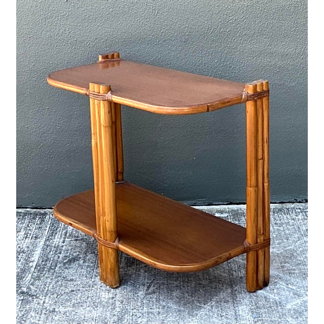 Vintage MCM Rattan Side Table For Sale - Image 11 of 12