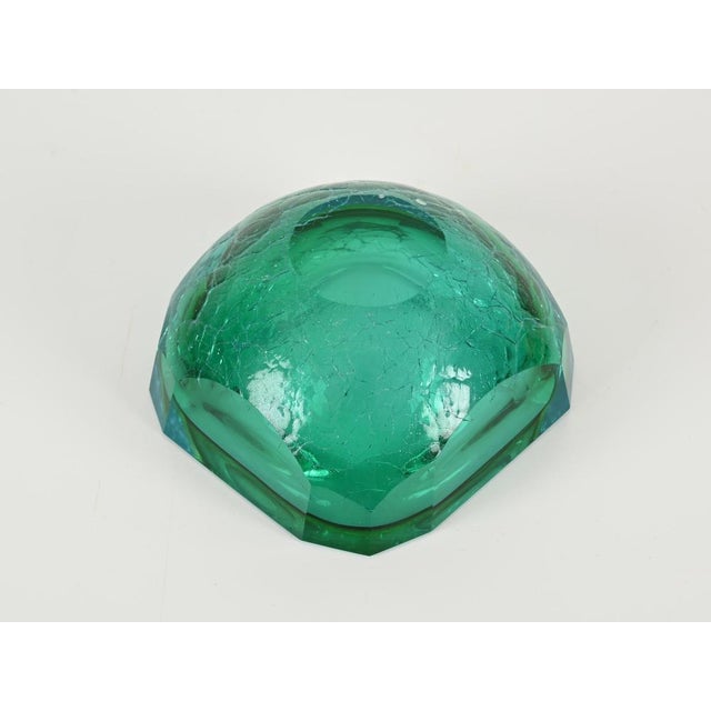 Murano Bowl in Aquamarine Frosted Sommerso Glass, 1960s For Sale - Image 15 of 16