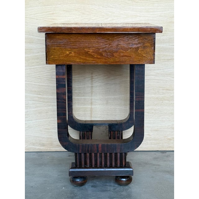 Wood Mid 20th Century Art Deco Sewing Stand Work or Side table Table with Black Ebonized details For Sale - Image 7 of 18