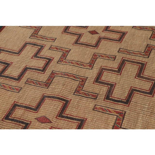 Vintage Tuareg Square Rug in Brown and Red with Geometric Patterns - Rug & Kilim For Sale - Image 4 of 9