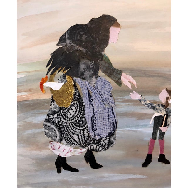 Modern Judith Yellin Ginat, Israeli Abstract Figure Torn Paper Collage Watercolor Painting Bezalel Woman Art, 1960 For Sale - Image 3 of 5