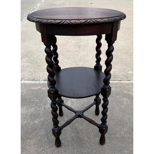 Wood Vintage English Barley Twist Two Tier Drink Table For Sale - Image 7 of 7