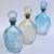 Victorian Mid-20th Century American Blown Glass Flasks Decanter Bottles Friendship Horn of Plenty Blue Amber - Set of 3 For Sale - Image 3 of 18