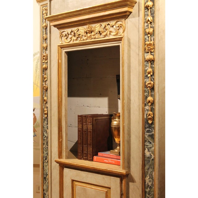 Italian Neoclassical Faux Marble Lacquer and Giltwood Open Shelves Cabinets, Set of 2 For Sale - Image 9 of 18