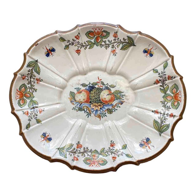 Large Majolica Plate with Fruit Decoration from Manifattura Antonibon, 1750 For Sale
