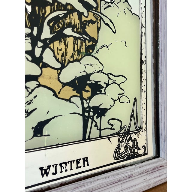 This vintage Mucha winter four seasons art nouveau mirror is a true collector's item. The design is stunning, featuring a...