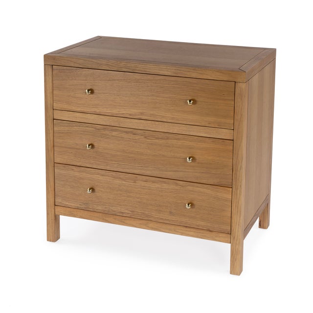 Traditional Nora 34 in. W Wood 3 Drawer Chest, Light Natural For Sale - Image 3 of 11