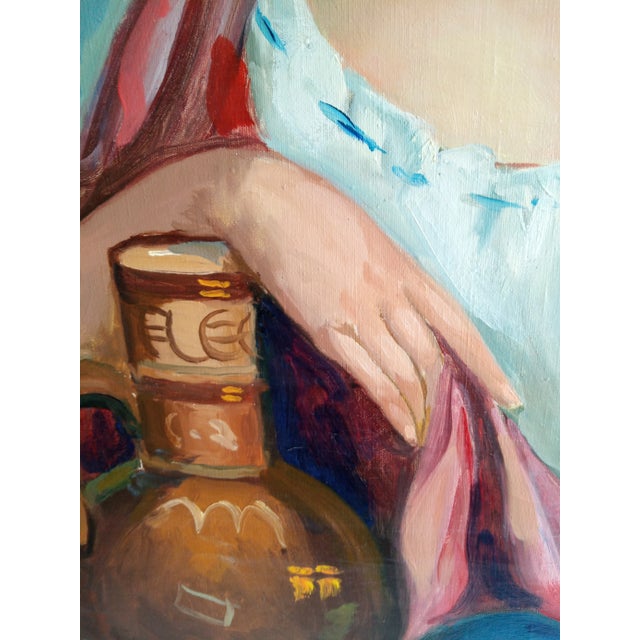 Early 20th Century Mid 20th Century Original Portrait of Spanish/Italian Country Girl For Sale - Image 5 of 7