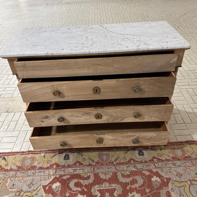 Wood 19th Century French Empire Style Bleached Commode With Marble Top For Sale - Image 7 of 11