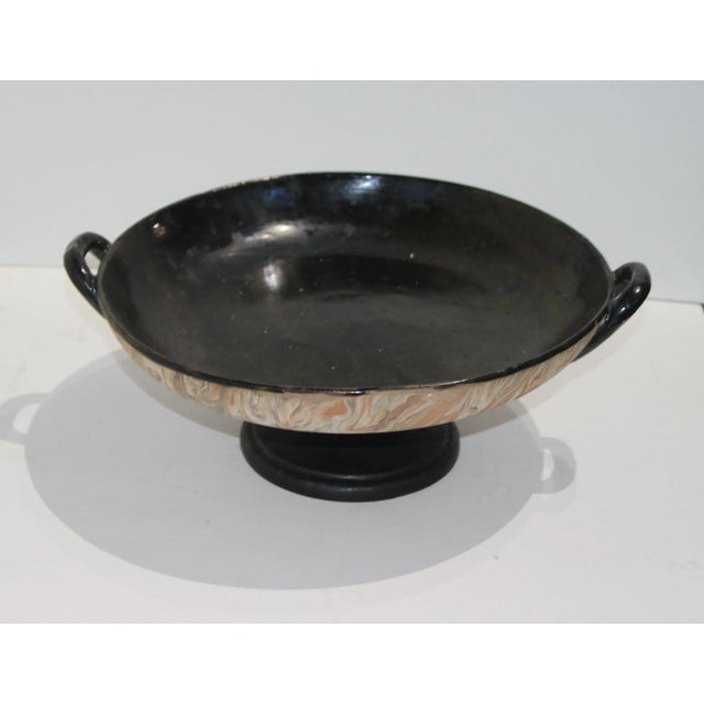 Ceramic Italian Tazza Compote Terra Cotta With Marbelized Painting For Sale - Image 7 of 10