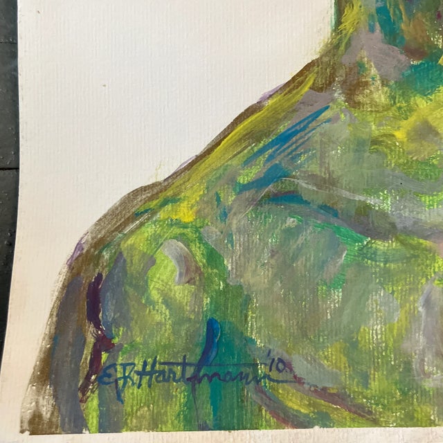 Abstract Contemporary Original E.J.Hartmann Abstract Portrait Painting Signed For Sale - Image 3 of 4