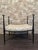 Neoclassical New Black Wrought Iron Curule Bench with Damask Gold & White Fabric For Sale - Image 3 of 18