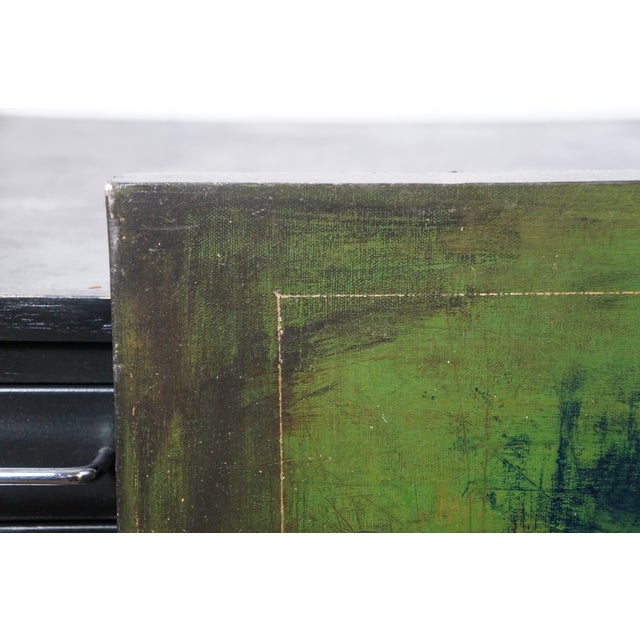 Mid 20th Century Large Vintage Abstract Sound Byte Audio Data Painting Oil on Canvas 36" For Sale - Image 4 of 11