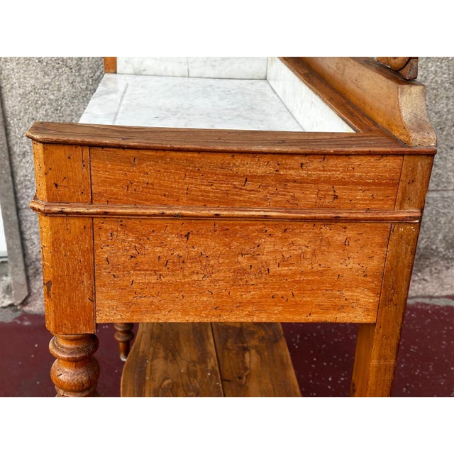 Louis Philippe Cherrywood Dressing Table with Marble Top and Swiveling Mirror, France, 19th Century For Sale - Image 11 of 18