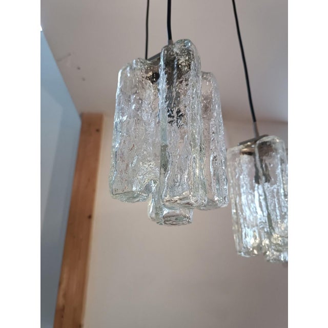 Metal Granada Hanging Lamp in Ice Glass attributed to J. T. Kalmar for Kalmar Franken KG, 1970s For Sale - Image 7 of 11