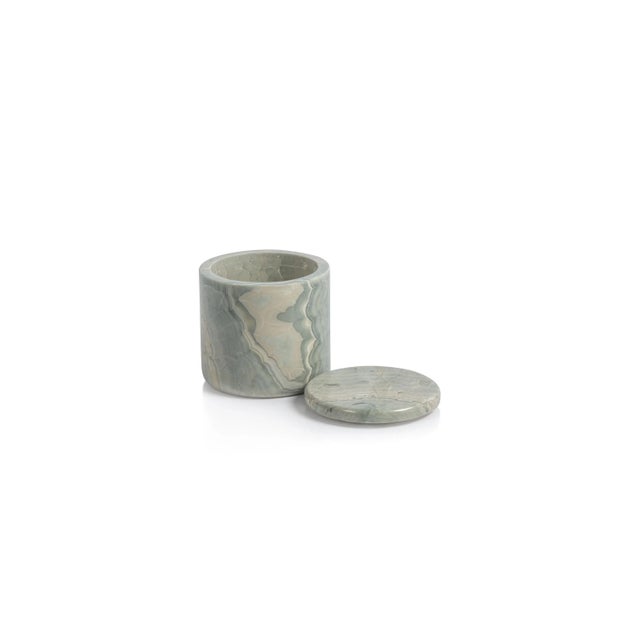 Contemporary Tasman Blue Onyx Canister Jar, 4.25" x 4.25" For Sale - Image 3 of 5