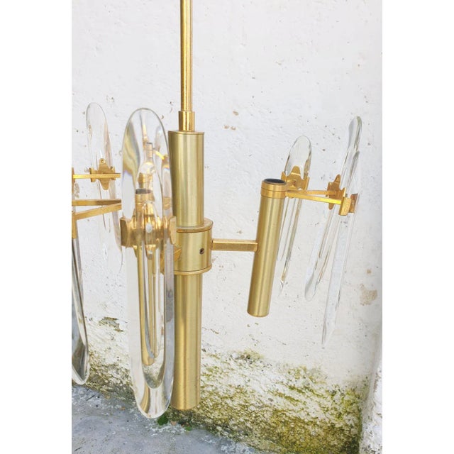 Gaetano Sciolari Mid-Century Modern Italian Brass & Crystal Glass Chandelier by Gaetano Sciolari for Sciolari, 1966 For Sale - Image 4 of 12