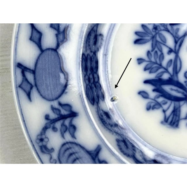 Set of 6 Vintage Laveno Blue Onion Plates, Sci Italy Earthenware (21cm) For Sale - Image 9 of 18