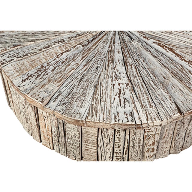 Wood Salvaged Rustic White Wash Pinwheel Side Table For Sale - Image 7 of 10