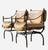 Brown Pair of Curule Leather and Brass Campaign Armchairs Styled After Steve Chase For Sale - Image 8 of 18