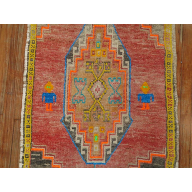 Contemporary Electric Vintage Turkish Anatolian Scatter Rug For Sale - Image 3 of 6