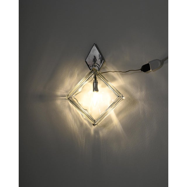 European Pressed Glass and Metal Wall Light, 1970s For Sale - Image 4 of 8
