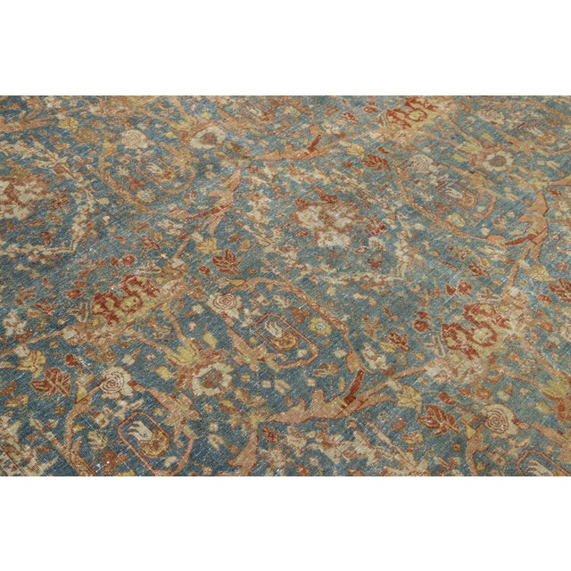 Antique Classic Persian Tabriz Wool Rug in Blue With Floral Pattern For Sale - Image 11 of 11