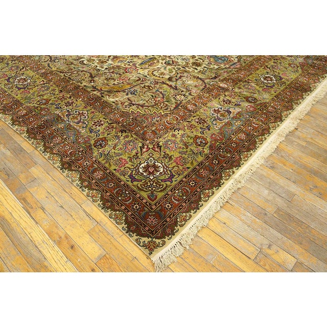 1940s Beige Classic Floral Antique Tabriz Northwestern Knotted Wool Carpet Rug For Sale In New York - Image 6 of 6