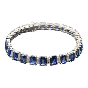 18.87 Ct Natural Sapphire & Diamond Tennis Bracelet