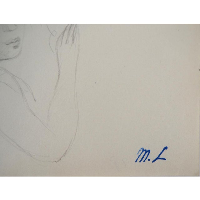 Marie LAURENCIN girl with bow Original pencil drawing Signed with the artist's stamp On paper 13.5 x 14.5 cm Very good...