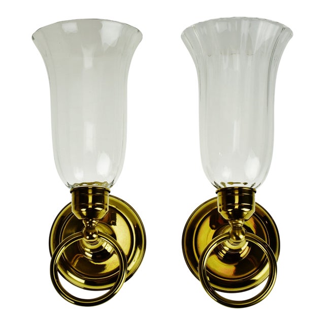 Vintage Brass and Glass Candle Wall Sconces a Pair Chairish