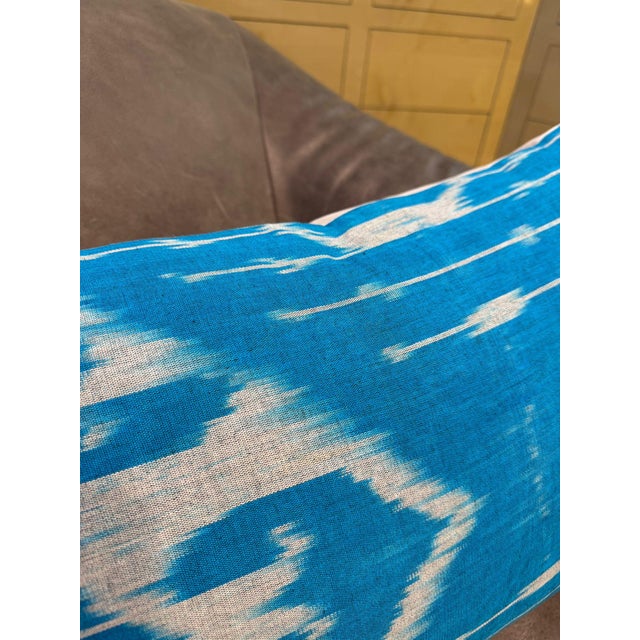 Textile 1990s Handwoven Silk Ikat Lumbar Cushion Cover For Sale - Image 7 of 10