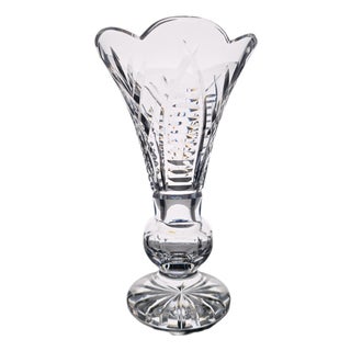 Waterford Clare Footed Crystal Scalloped Vase 8.25" For Sale