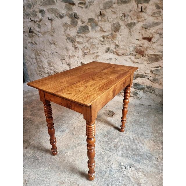 Antique French Walnut Writing Table with Drawer, 1900s For Sale - Image 14 of 16