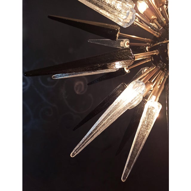 1990s Murano Trasparent and Black Sputnik 51 Glasses Chandelier, 1990s For Sale - Image 5 of 15