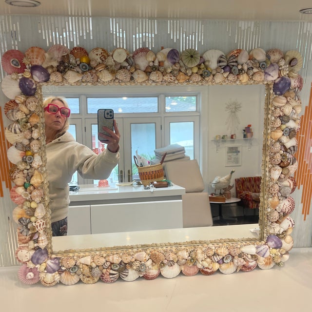 1980s Shell Encrusted Wall Mirror For Sale - Image 10 of 12