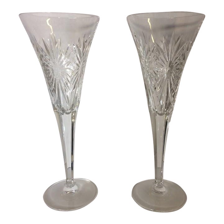 Waterford Crystal Champagne Flutes, Starburst Design, the Pair Chairish