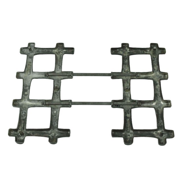 Metal Vintage f.b. Rogers Italian Silver-Plated Expanding Bamboo Trivet For Sale - Image 7 of 10