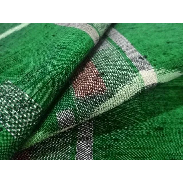 Mid Century Japanese Kimono Silk Green Antique Vintage Fabric Display Hanger For Sale In Los Angeles - Image 6 of 13