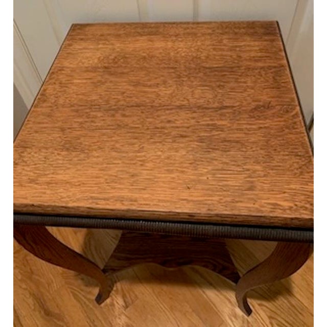 Antique Handmade Square 2 tier side table with beautifully carved apron The table has elegant cabriole style legs with...