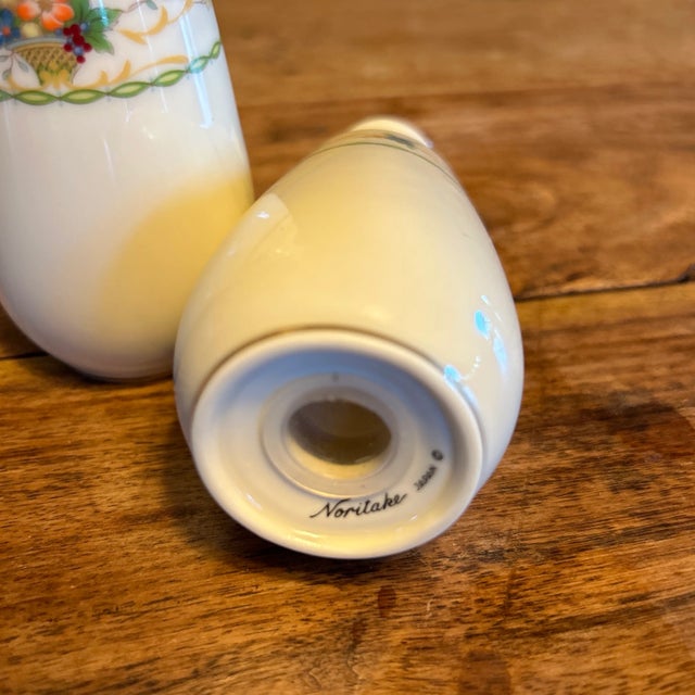 Antique White Noritake 8162 Salt and Pepper Shaker Set Featuring the Normandy Pattern For Sale - Image 8 of 8