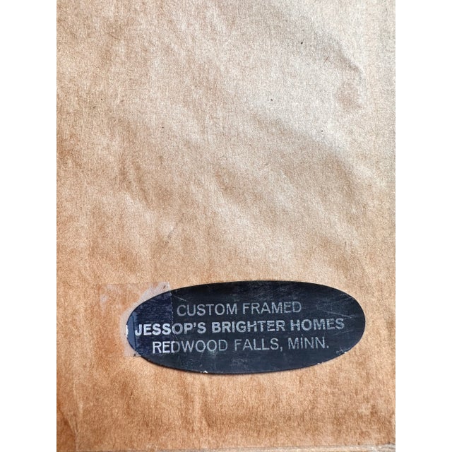 Purchased Tokyo, Japan 1978 is noted on back of frame. Painted on silk a lovely blue bird on bamboo branch overlooking...