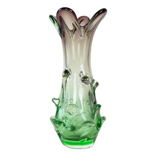 Italian Green Murano Glass Vase, 1960s For Sale