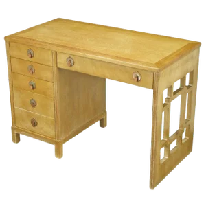 Landstrom Furniture Bleached and Limed Mahogany Six-Drawer Desk