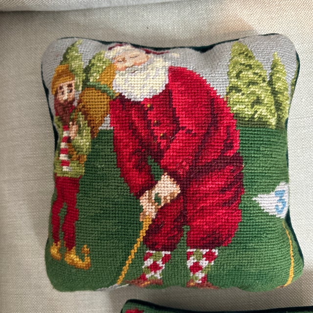 Christmas Needlepoint Pillow, Pair For Sale - Image 4 of 6